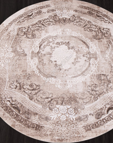 Ковер турецкий 03707A ARMINA (PP Heatset Высокоплотный, бежевый) круглый